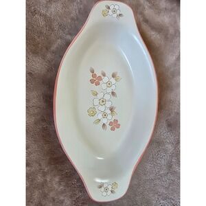 Chantilly Stoneware Japan Oval Floral Serving Dish Pink White Yellow Flowers